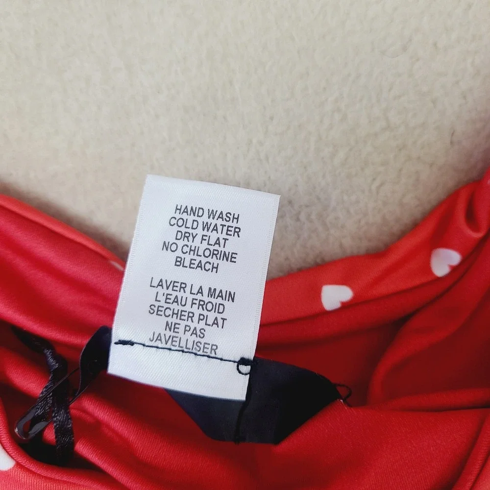 NEW Beach Riot Bikini‎ Top L Red White Hearts Off Shoulder Swim Top Retro Y2K